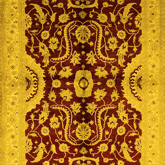 Machine Washable Oriental Yellow Traditional Rug, wshurb625yw