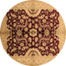 Round Oriental Brown Traditional Rug, urb625brn