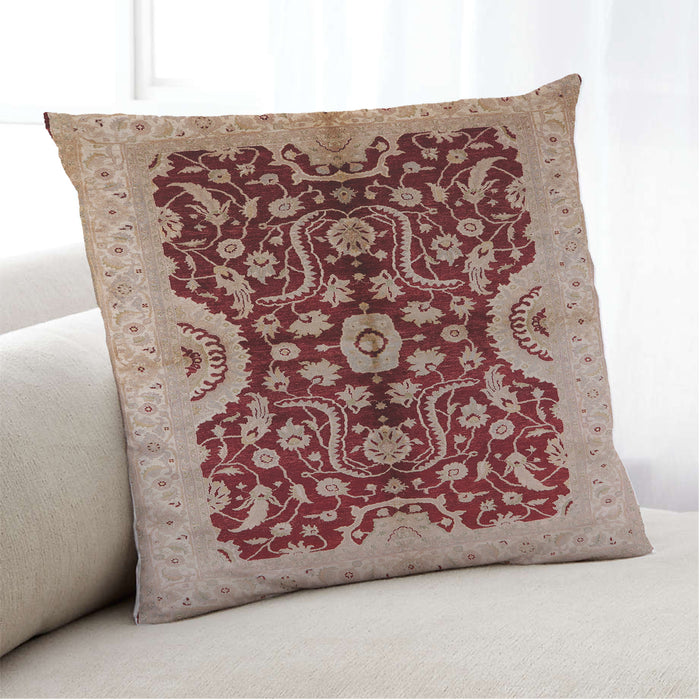 Lifestyle Image of Mid-Century Modern Urban Square Red Throw Pillow, 18 inch by 18 inch, pwurb625