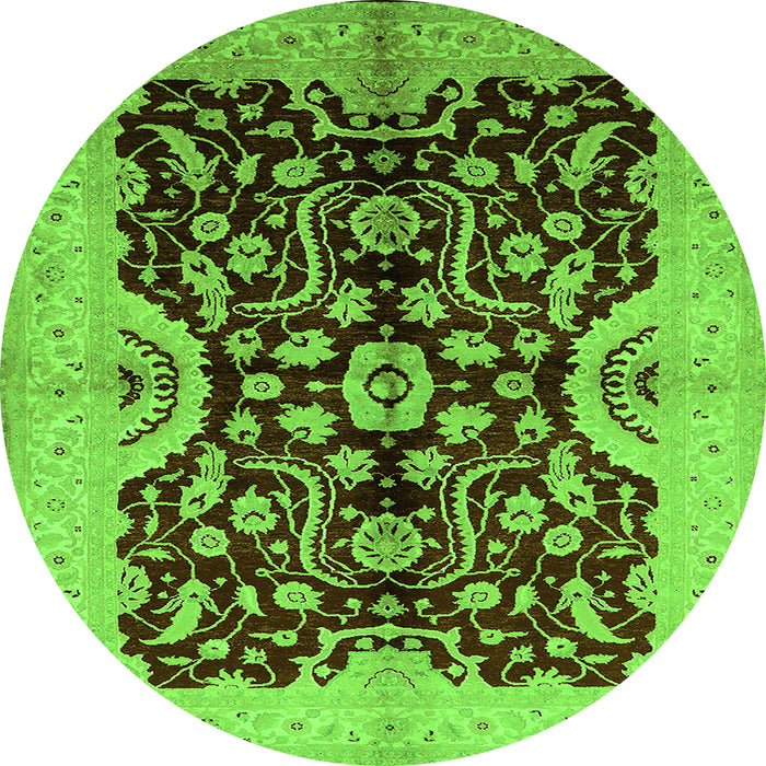 Round Oriental Green Traditional Rug, urb625grn