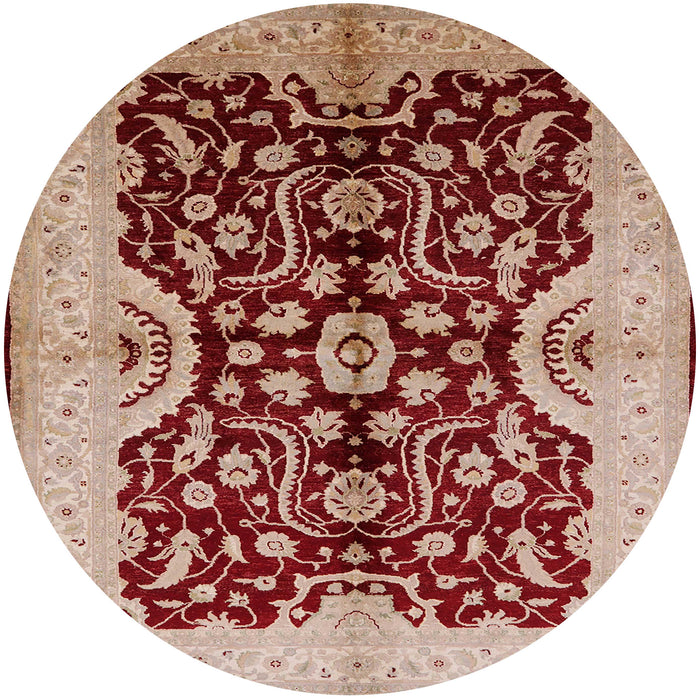 Round Mid-Century Modern Red Oriental Rug, urb625