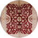 Round Mid-Century Modern Red Oriental Rug, urb625