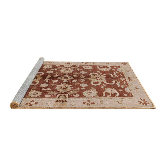 Sideview of Machine Washable Industrial Modern Mahogany Brown Rug, wshurb626