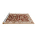 Sideview of Machine Washable Industrial Modern Mahogany Brown Rug, wshurb626