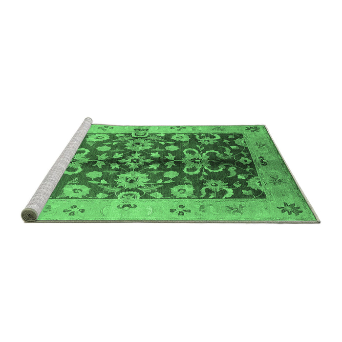 Sideview of Machine Washable Oriental Emerald Green Traditional Area Rugs, wshurb626emgrn