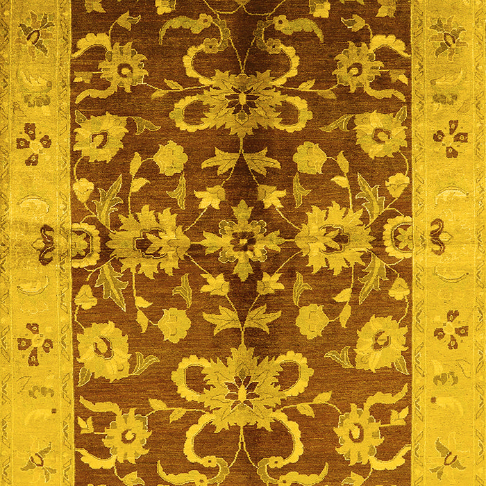 Machine Washable Oriental Yellow Traditional Rug, wshurb626yw