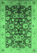 Machine Washable Oriental Emerald Green Traditional Area Rugs, wshurb626emgrn