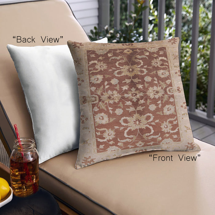 Front View of Mid-Century Modern Urban Square Mahogany Brown Throw Pillow, 18 inch by 18 inch, pwurb626