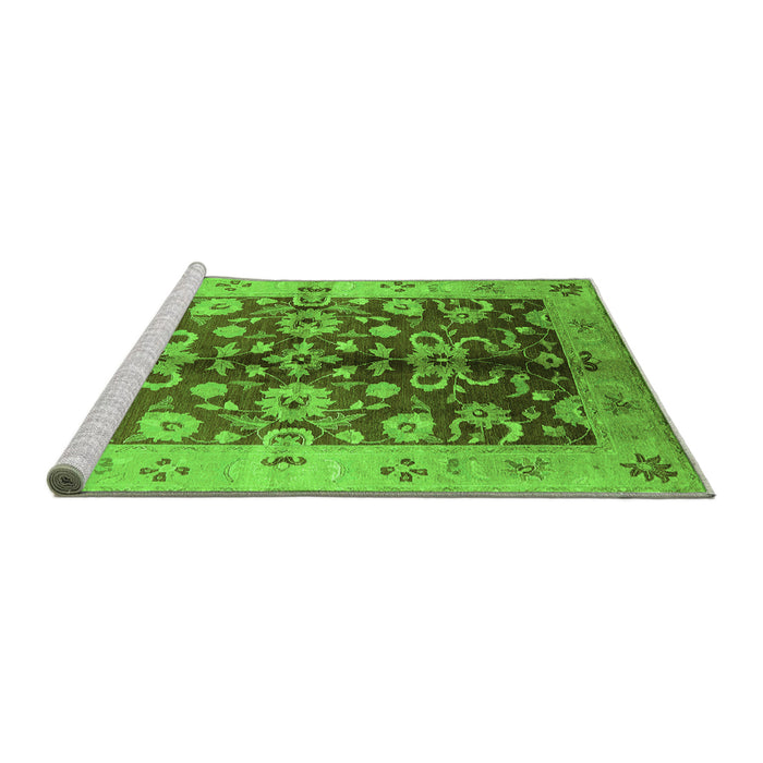 Sideview of Machine Washable Oriental Green Traditional Area Rugs, wshurb626grn