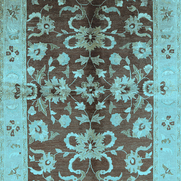 Machine Washable Oriental Light Blue Traditional Rug, wshurb626lblu