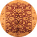 Round Oriental Orange Traditional Rug, urb626org