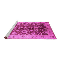 Sideview of Machine Washable Oriental Pink Traditional Rug, wshurb626pnk