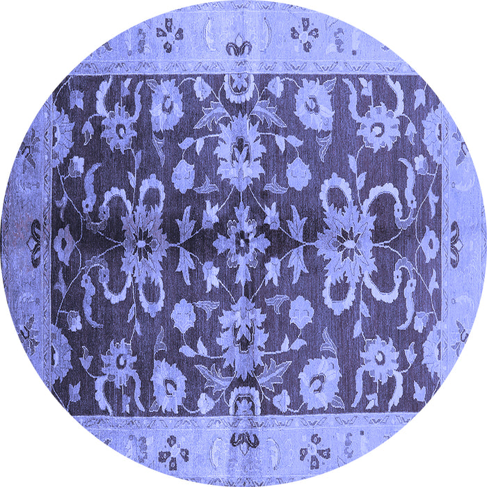 Round Oriental Blue Traditional Rug, urb626blu