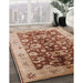 Mid-Century Modern Mahogany Brown Oriental Rug in Family Room, urb626