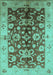 Machine Washable Oriental Turquoise Traditional Area Rugs, wshurb626turq