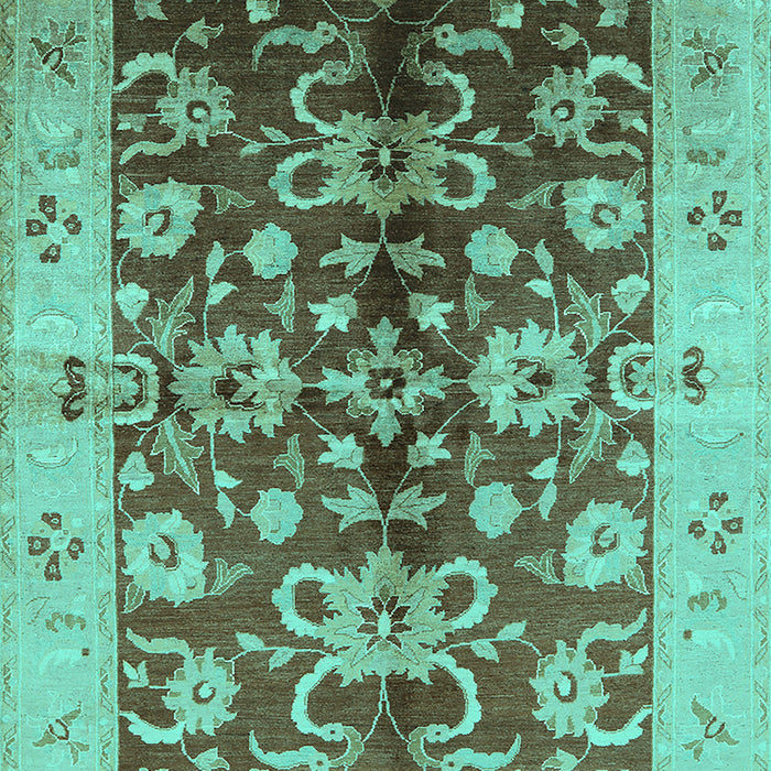 Machine Washable Oriental Turquoise Traditional Area Rugs, wshurb626turq