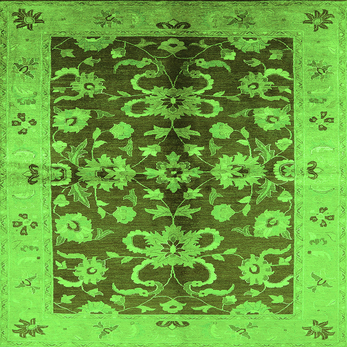 Square Machine Washable Oriental Green Traditional Area Rugs, wshurb626grn