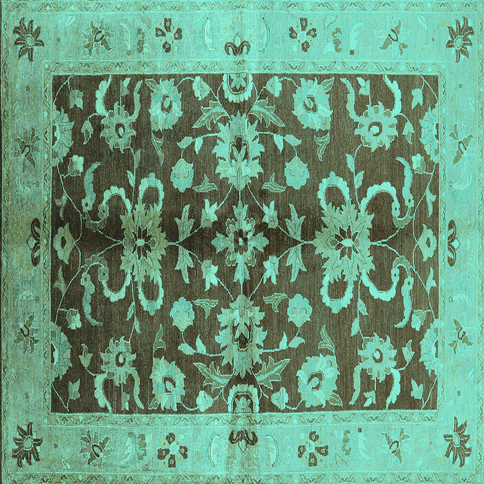 Square Oriental Turquoise Traditional Rug, urb626turq