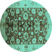 Round Oriental Turquoise Traditional Rug, urb626turq
