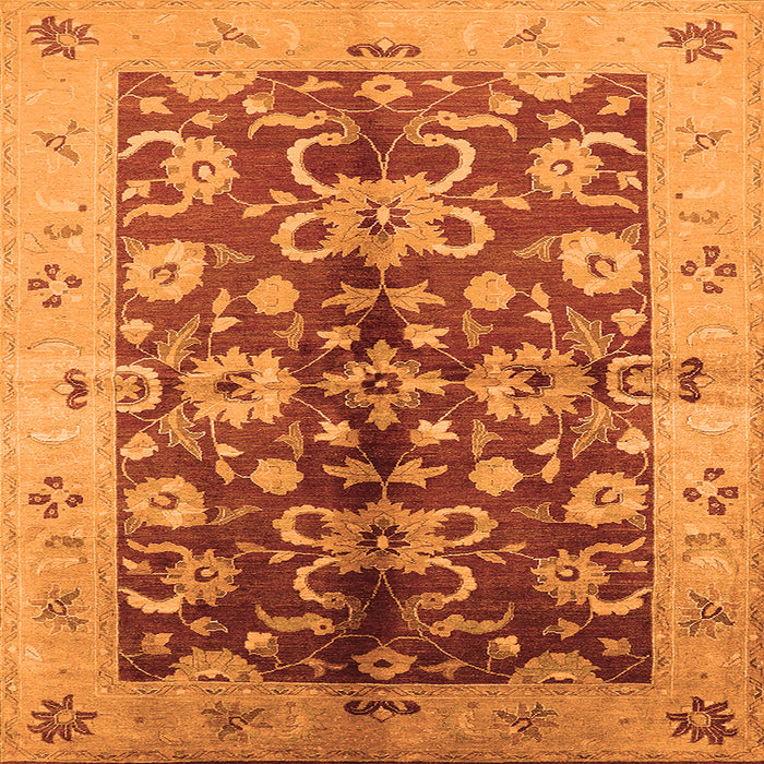 Square Machine Washable Oriental Orange Traditional Area Rugs, wshurb626org