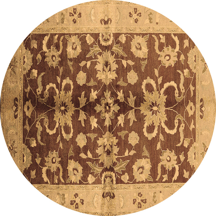 Round Oriental Brown Traditional Rug, urb626brn