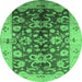 Round Oriental Emerald Green Traditional Rug, urb626emgrn