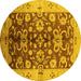 Round Oriental Yellow Traditional Rug, urb626yw