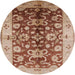 Round Mid-Century Modern Mahogany Brown Oriental Rug, urb626