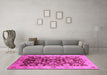 Machine Washable Oriental Pink Traditional Rug in a Living Room, wshurb626pnk