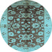 Round Oriental Light Blue Traditional Rug, urb626lblu