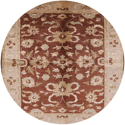 Round Machine Washable Industrial Modern Mahogany Brown Rug, wshurb626