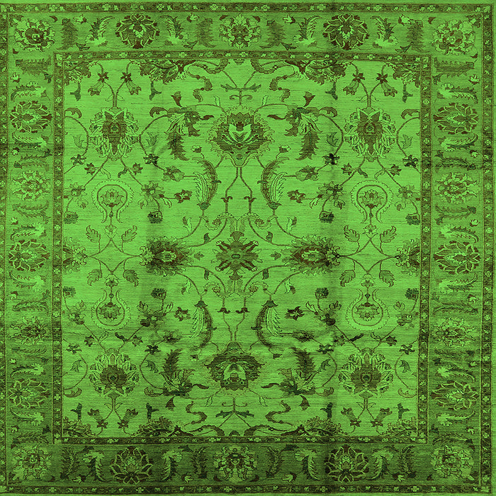 Square Machine Washable Oriental Green Traditional Area Rugs, wshurb627grn