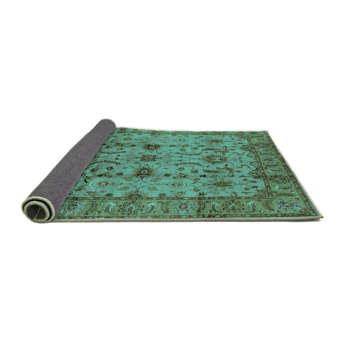 Sideview of Oriental Turquoise Traditional Rug, urb627turq