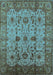 Machine Washable Oriental Light Blue Traditional Rug, wshurb627lblu