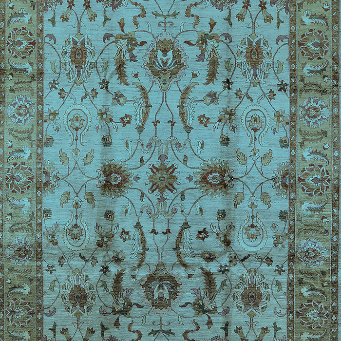 Machine Washable Oriental Light Blue Traditional Rug, wshurb627lblu