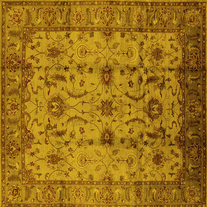 Square Machine Washable Oriental Yellow Traditional Rug, wshurb627yw