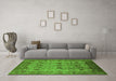 Machine Washable Oriental Green Traditional Area Rugs in a Living Room,, wshurb627grn