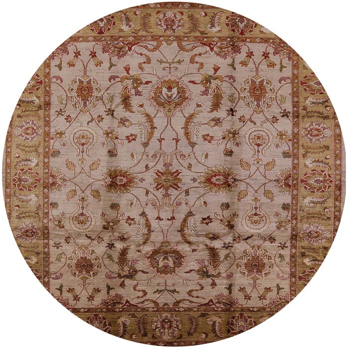 Round Mid-Century Modern Light Copper Gold Oriental Rug, urb627