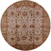 Round Mid-Century Modern Light Copper Gold Oriental Rug, urb627