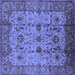 Square Machine Washable Oriental Blue Traditional Rug, wshurb627blu