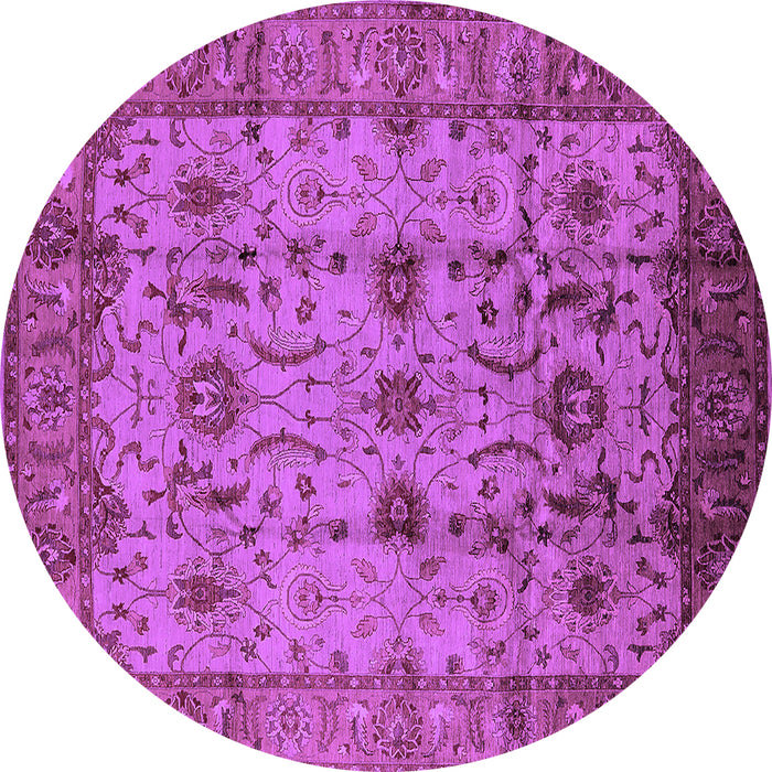 Round Machine Washable Oriental Purple Traditional Area Rugs, wshurb627pur