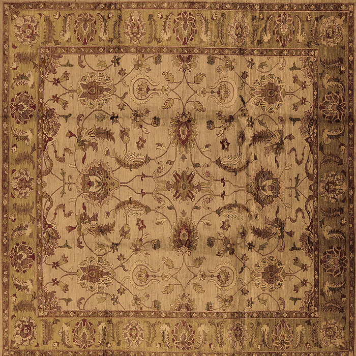 Square Machine Washable Oriental Brown Traditional Rug, wshurb627brn