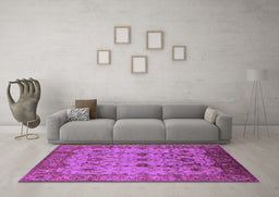 Machine Washable Oriental Purple Traditional Area Rugs in a Living Room, wshurb627pur