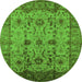 Round Oriental Green Traditional Rug, urb627grn