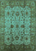 Machine Washable Oriental Turquoise Traditional Area Rugs, wshurb627turq