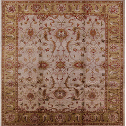Square Mid-Century Modern Light Copper Gold Oriental Rug, urb627