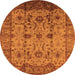 Round Machine Washable Oriental Orange Traditional Area Rugs, wshurb627org