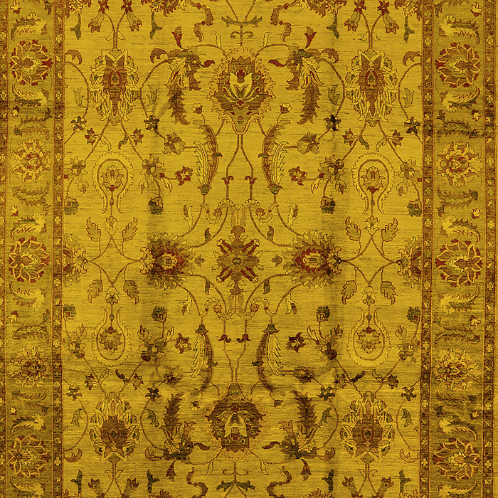 Machine Washable Oriental Yellow Traditional Rug, wshurb627yw