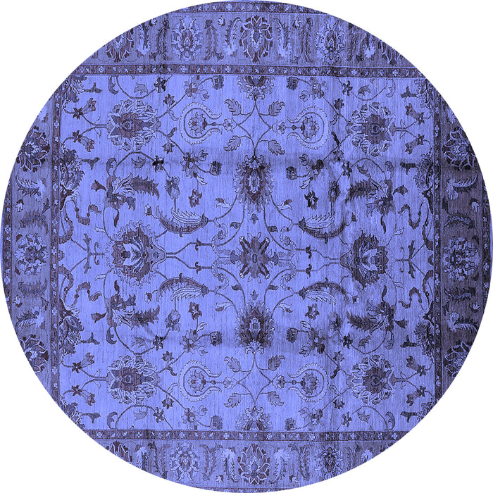 Round Oriental Blue Traditional Rug, urb627blu