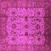 Square Machine Washable Oriental Pink Traditional Rug, wshurb627pnk